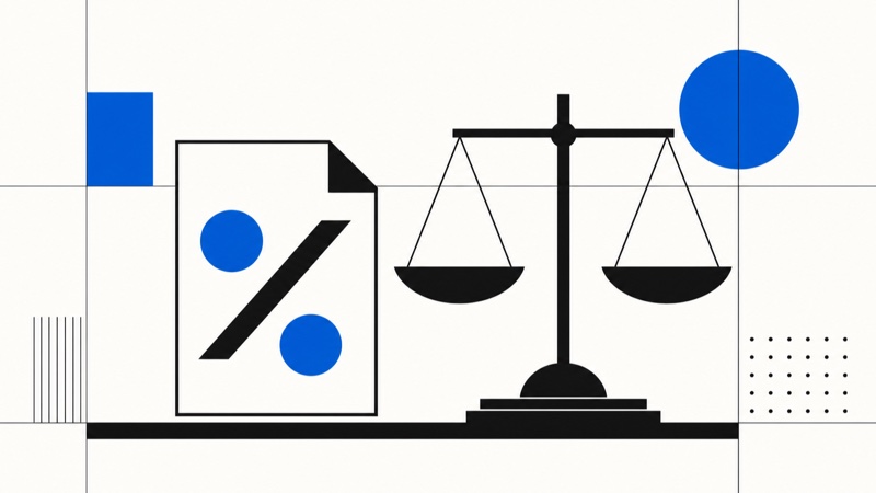 Waage als Symbol für die Gegenüberstellung von Rechtslage und Steuerfrage